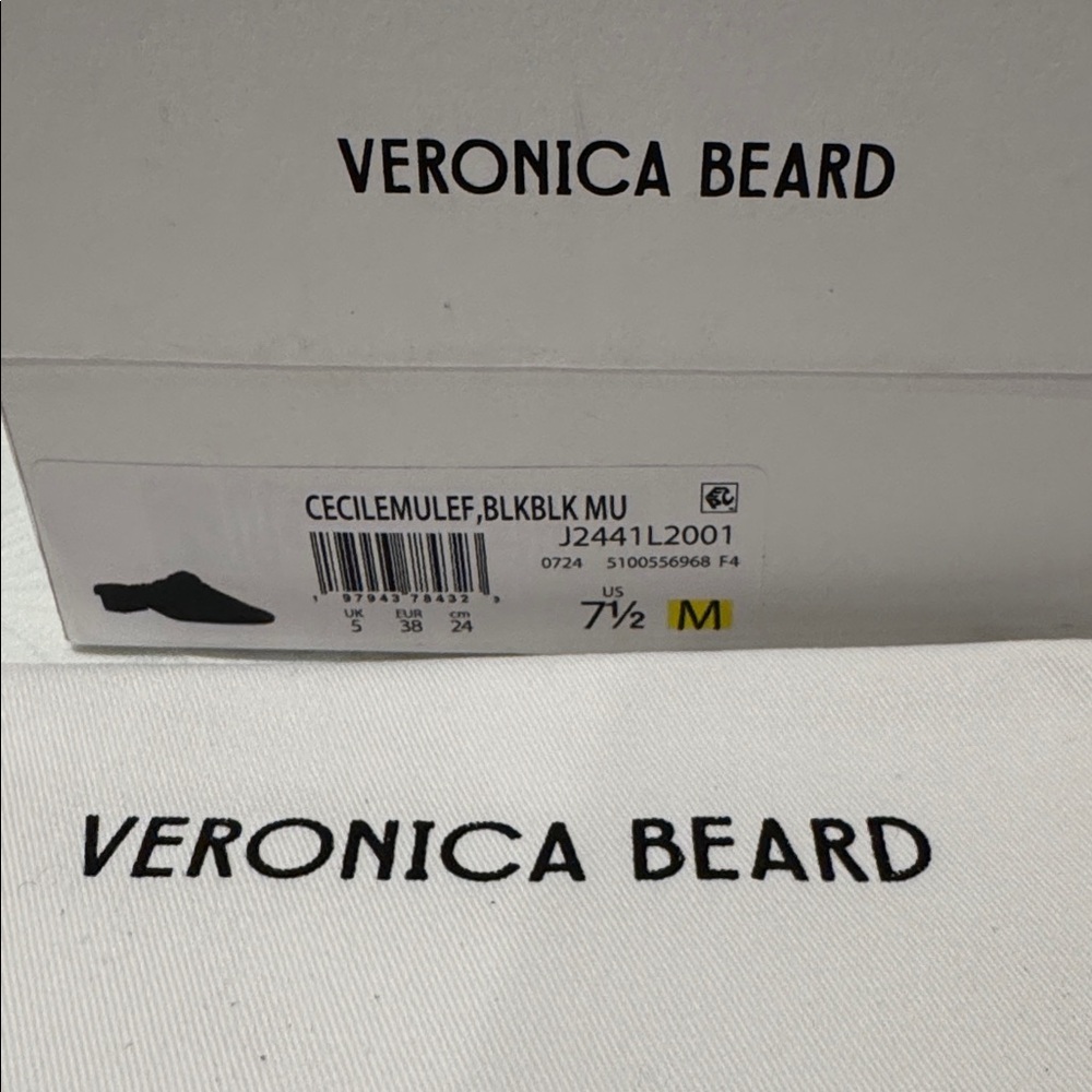 Veronica Beard Black Shearling-Trim Leather Cap-Toe Mules - Picture 14 of 15